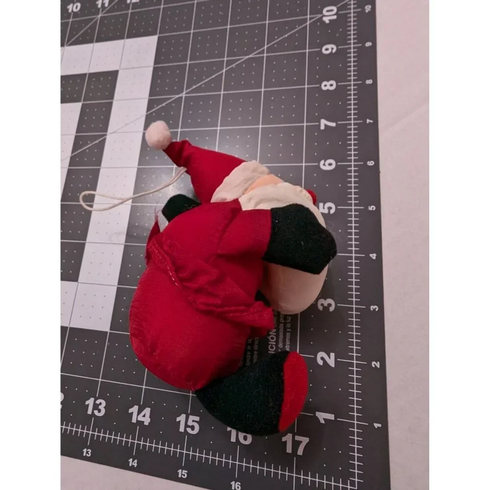 Tom Wat nylon santa ornament stuffed 4 inch‎ Holiday Christmas vintage Rare Find